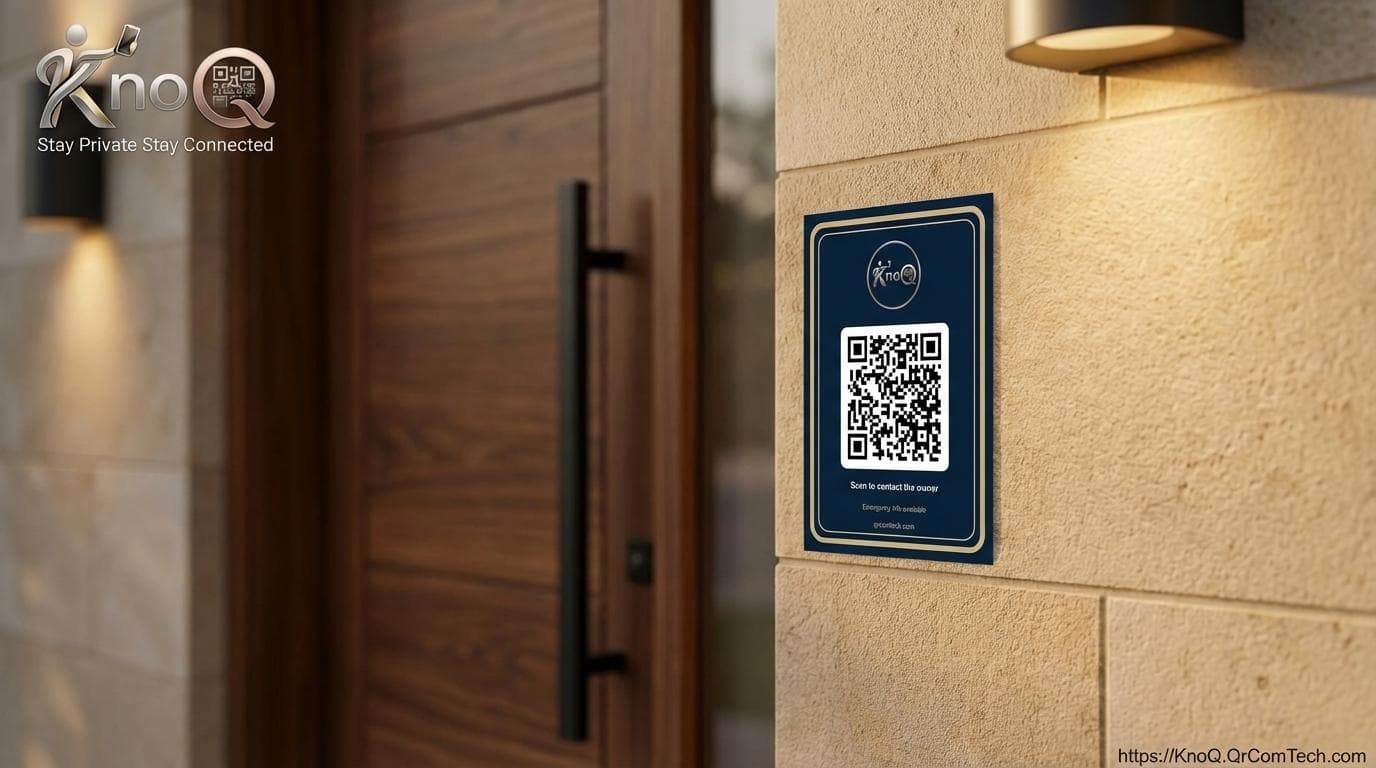 Photo of a KnoQ sticker on a front door